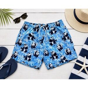 Trunks Brand Men Swim Trunks L Panda Bamboo‎ Blue Beach Mesh Lined Pool